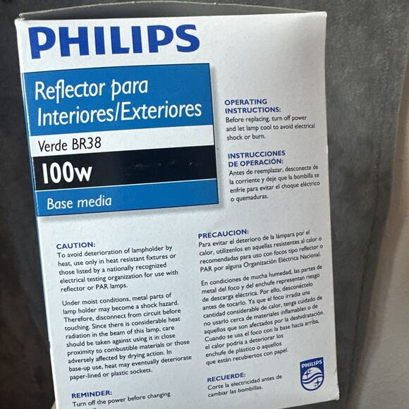 Philips 100 Watt Colored Flood Light Bulb Red BR38 - Picture 2 of 7